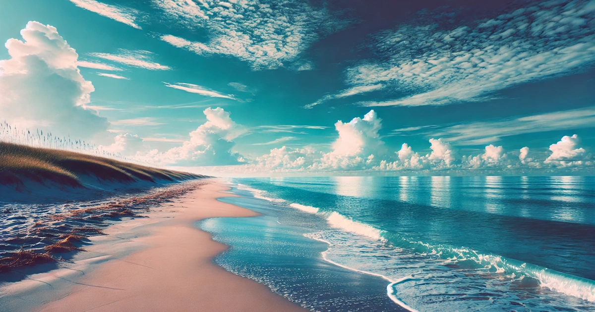 Cape Canaveral beach with a clear blue sky and gentle waves