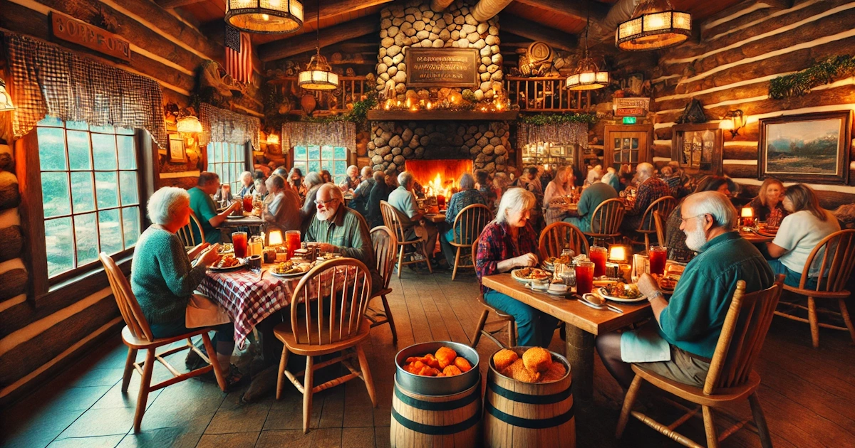 A beautifully plated Southern meal in a rustic Gatlinburg restaurant.