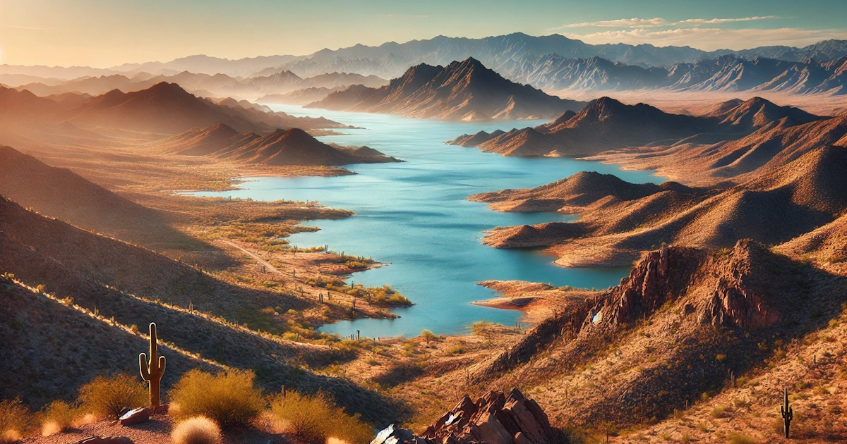 Scenic view of Lake Pleasant in Peoria, AZ