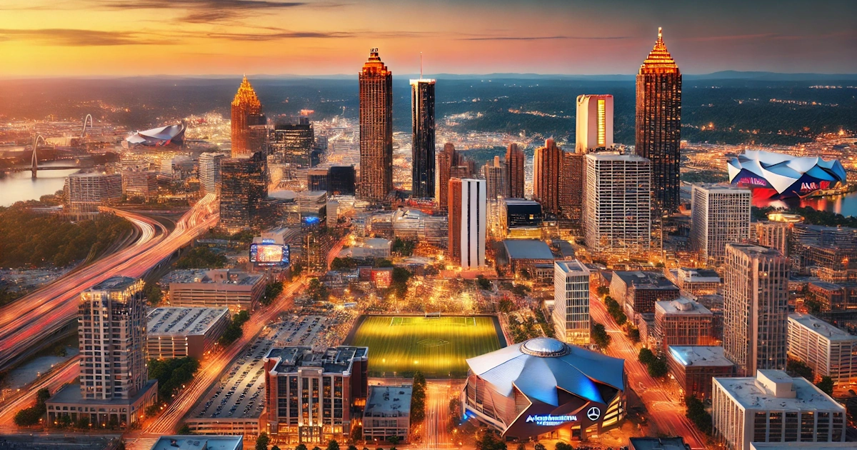 Scenic view of downtown Atlanta featuring city landmarks.